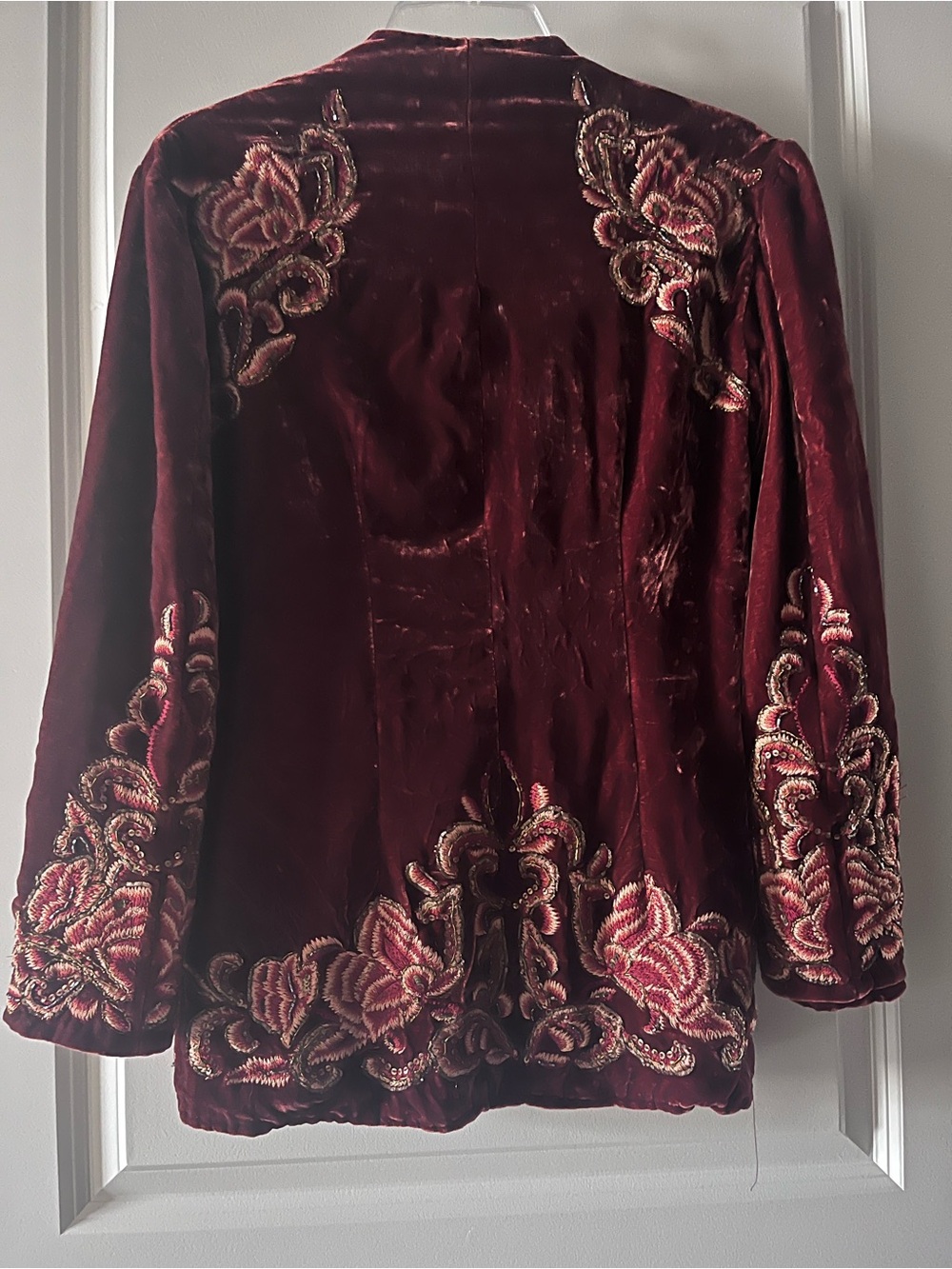 Vintage Embellished Velvet Blazer in Deep Burgundy - Picture 8 of 9